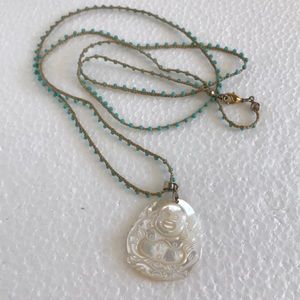 Mother of pearl large Buddha pendant necklace